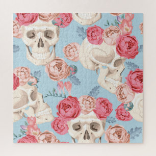 Puzzle Crânes et Motif Vintage Rose