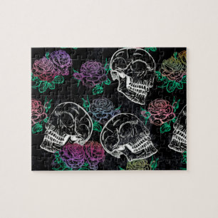 Puzzle Crânes et Roses sombres   Funky Glam Ombre Grunge