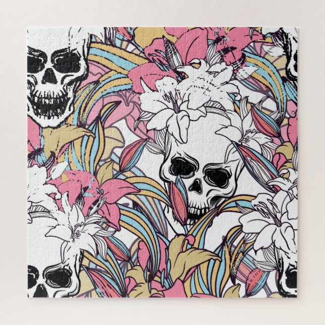 Puzzle Crânes Lily Fleurs : Boho Vintage. (Vertical)