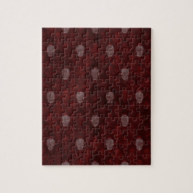 Puzzle Crânes victoriens tombés Rouge (Vertical)