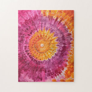 Puzzle Cravate-teinture rose et orange