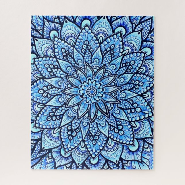 Puzzle Crayon de couleur bleue Mandala Design Œuvre d'art (Vertical)