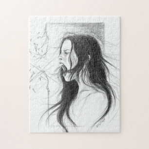 Puzzle Crayon femme en colère dessin d'art