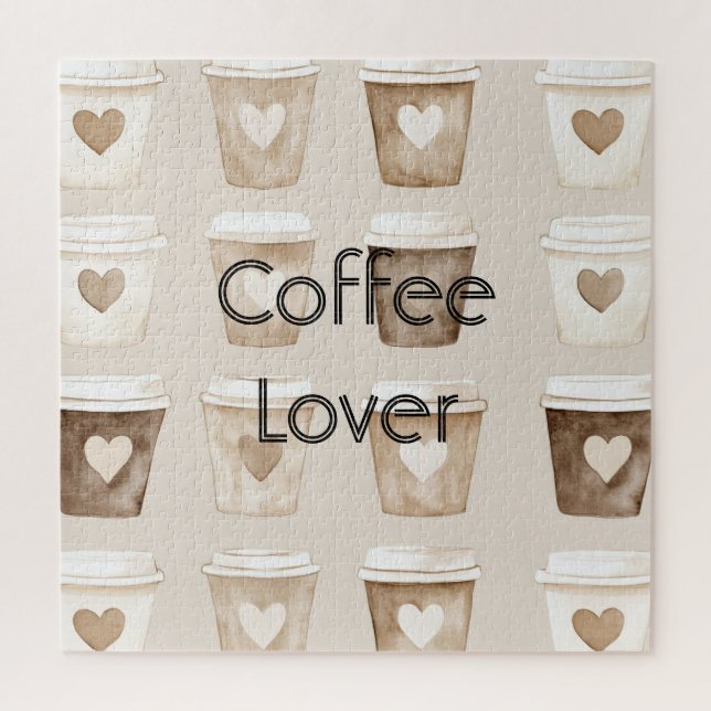 Puzzle Cream Coffee Heart Cups   (Vertical)