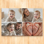 Puzzle Create Your Own 4 Photo Collage Cute Baby<br><div class="desc">Turn your baby’s sweetest moments into a fun and meaningful keepsake with this Create Your Own 4-Photo Collage Cute Baby Jigsaw Puzzle. Simply upload four of your favorite photos and add your baby's name, birthdate, or a short message to create a one-of-a-kind puzzle made with love. Printed in vivid color...</div>