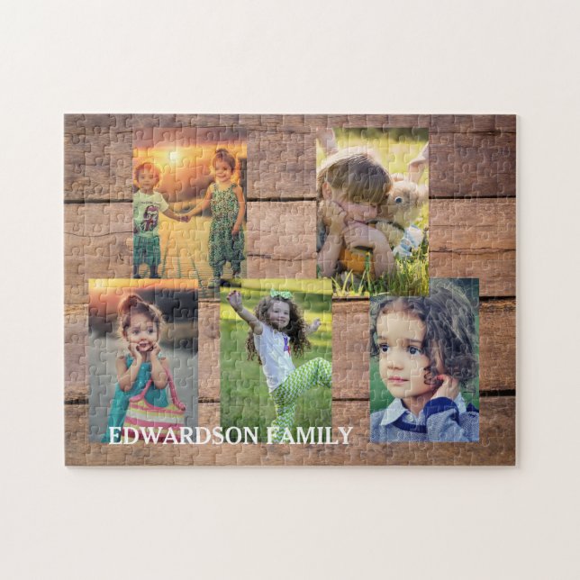 Puzzle Create your own rustic wood family photo collage (Horizontal)