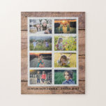 Puzzle Create your own rustic wood family photo collage<br><div class="desc">Faites votre propre plus beau casse-tête de collage photo de famille. Nom de famille,  photo collage personnalisé puzzle Vous pouvez le personnaliser et ajouter vos plus belles photos. Super !</div>