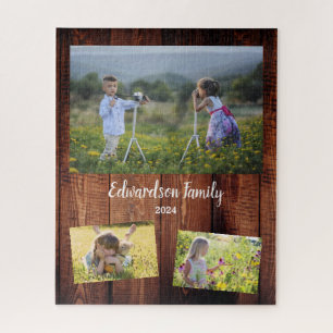 Puzzle Create your own rustic wood family photo collage