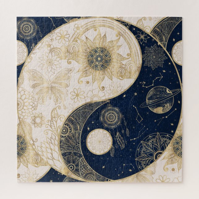 Puzzle Creative Gold Yin Yang Night Day Mandala (Vertical)