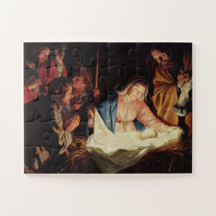 Puzzle Crèche de Noël à Bethléem avec le père et l'enfant