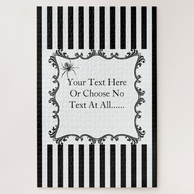 Puzzle Creepy Gothic Spider Drawing Black & White Stripes (Vertical)