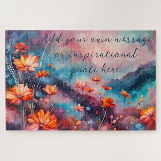 Puzzle créer votre propre message d'inspiration, fleurs (Horizontal)