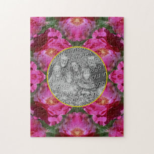 Puzzle Créez votre propre cadre floral de roses roses pho