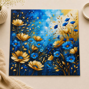 Puzzle créez votre propre citation inspirante,fleurs bleu