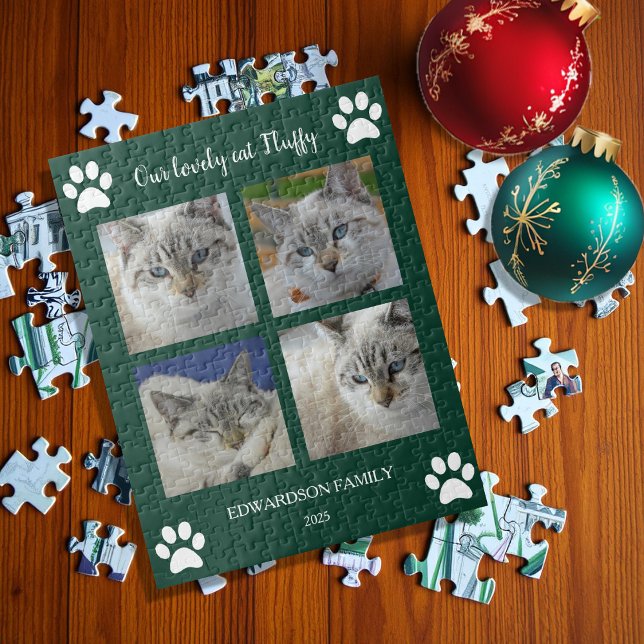 Puzzle Créez votre propre collage de photo de chat monogr (Create your own cat photo collage monogram name jigsaw puzzle.)