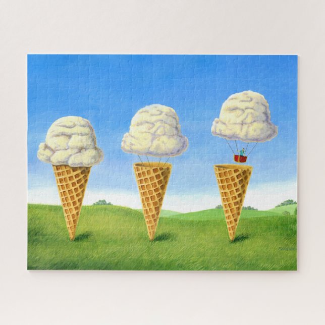 Puzzle Crème de glace Whimsical Cone Hot Air Balloon Art (Horizontal)