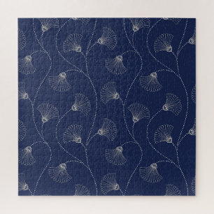 Puzzle Crème Florale Art Nouveau Indigo