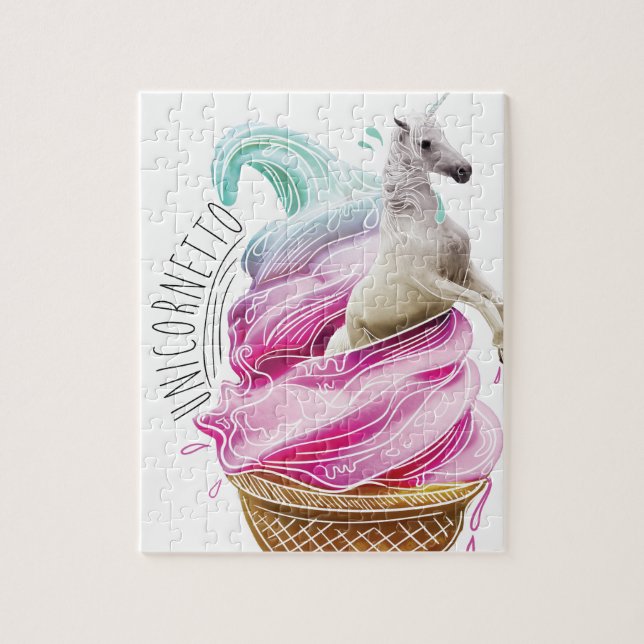 Puzzle Crème glacée d'amusement de Cornetto de licorne de (Vertical)