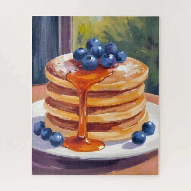 Puzzle Crêpes aux myrtilles | Peinture à l'huile (Vertical)