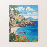 Puzzle Crète Grèce Travel Art Vintage<br><div class="desc">Design de déplacement vectoriel rétro en Crète. La Crète est la plus grande île de Grèce et la cinquième plus grande de la mer Méditerranée.</div>