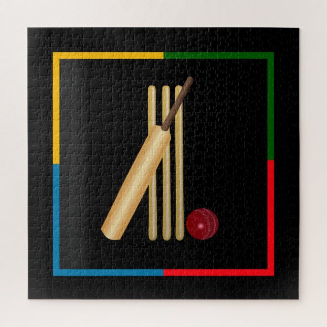Puzzle Cricket, wicket, bat and ball,  (Vertical)