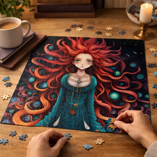 Puzzle Crimson Haired Anime Femme (Créateur téléchargé)