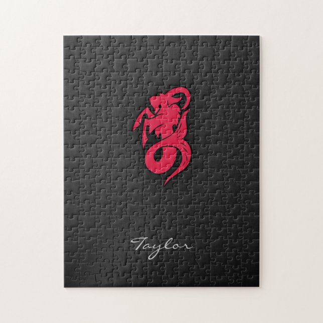 Puzzle Crimson Red Capricorn (Vertical)