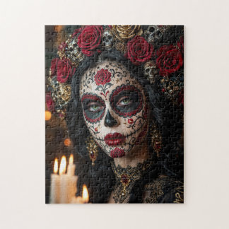 Puzzle Crimson Rose Calavera – Jour des Morts élégant