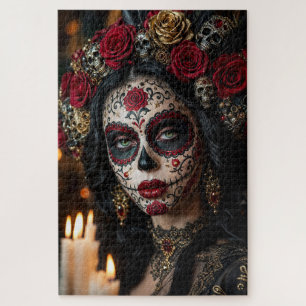 Puzzle Crimson Rose Calavera – Jour des Morts élégant