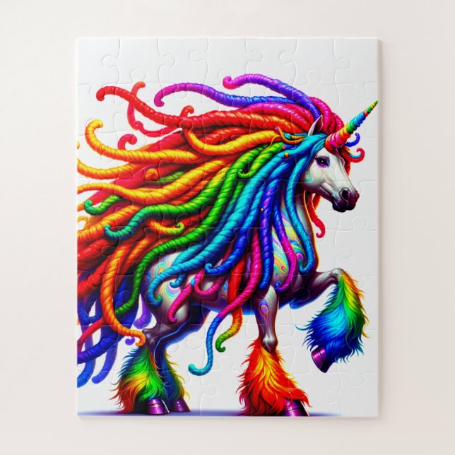 Puzzle Crinière Arc-en-ciel de Licorne Électrique (Vertical)