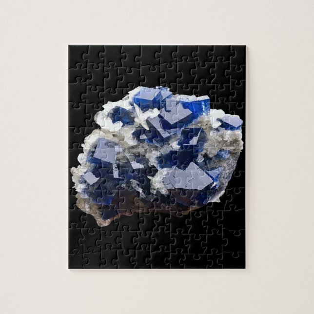 Puzzle Cristal de Fluorite Bleu Profond Geologie de Lamel (Vertical)