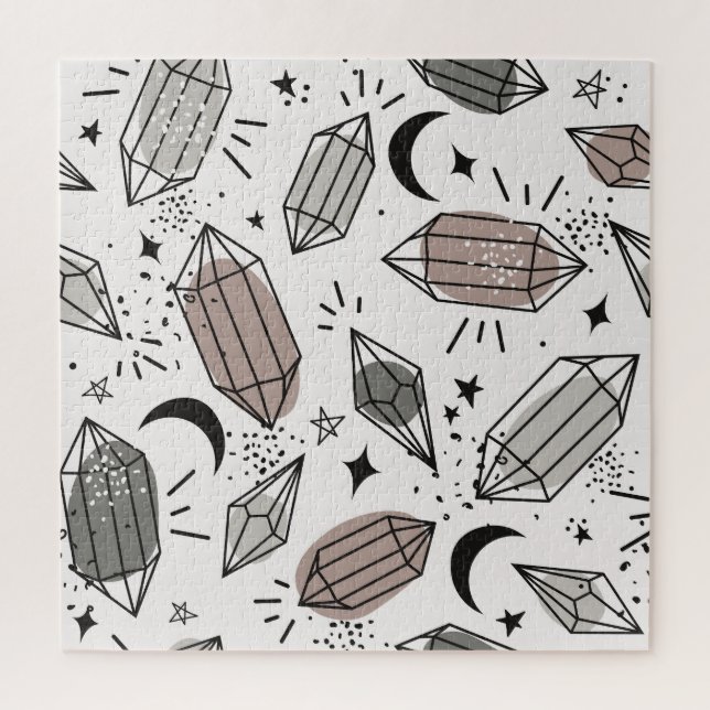 Puzzle Cristaux, Lune, Étoiles, Design Chevauché. (Vertical)