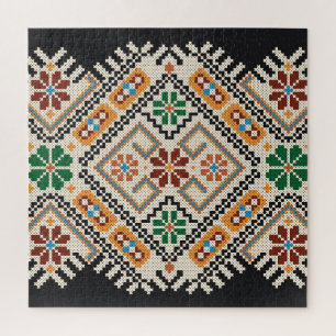 Puzzle Crochet ukrainien : Motif artisanal ethnique.
