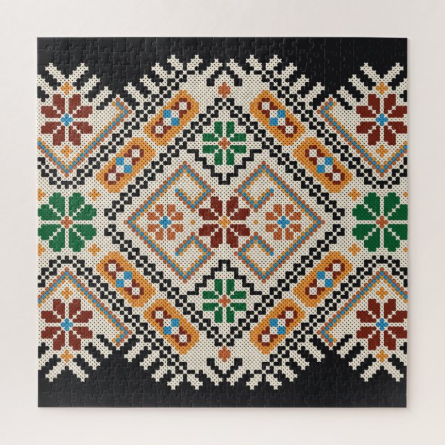 Puzzle Crochet ukrainien : Motif artisanal ethnique. (Vertical)