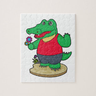 Puzzle Crocodile aux fleurs
