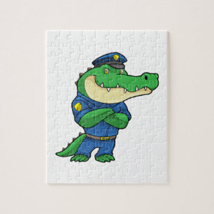 Puzzle Crocodile en tant qu'officier de police en uniform