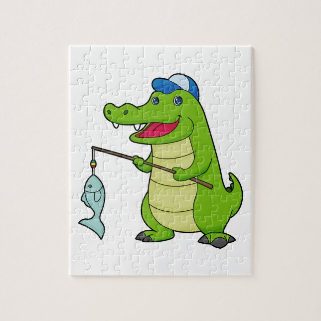 Puzzle Crocodile Pêche Pêcheur Pêcheur canne à pêche (Vertical)