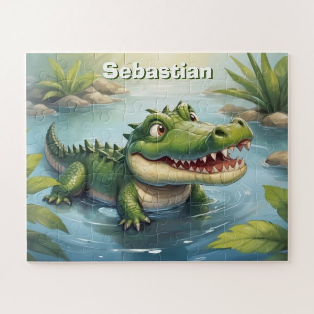 Puzzle Crocodile personnalisé pour enfants (Horizontal)