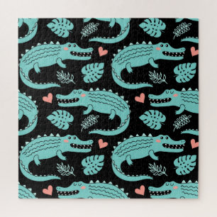 Puzzle Crocodiles de caricatures, motif mignon sans soudu