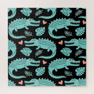 Puzzle Crocodiles de caricatures, motif mignon sans soudu