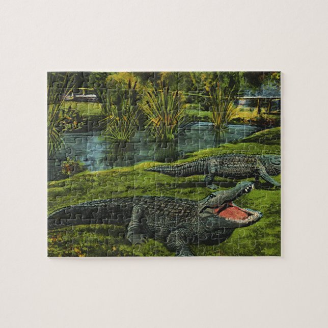 Puzzle Crocodiles vintages, Reptiles Marine Life Animaux (Horizontal)