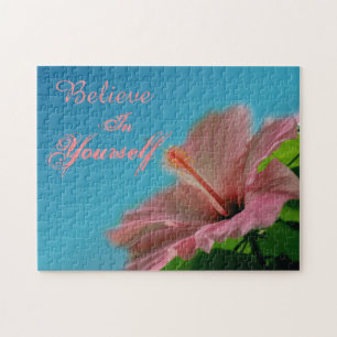 Puzzle Croire Hibiscus Flower Inspirational Citation 