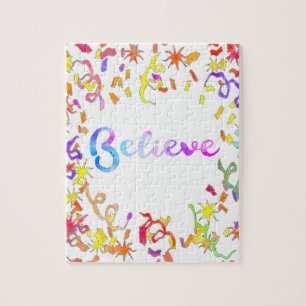 Puzzle Croire la typographie aquarelle Art Confetti