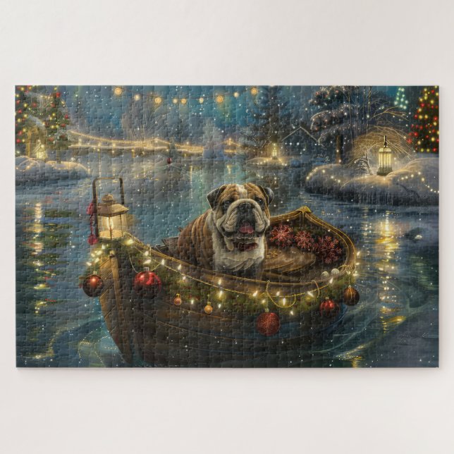 Puzzle Croisière festive de Noël du Bulldog (Horizontal)