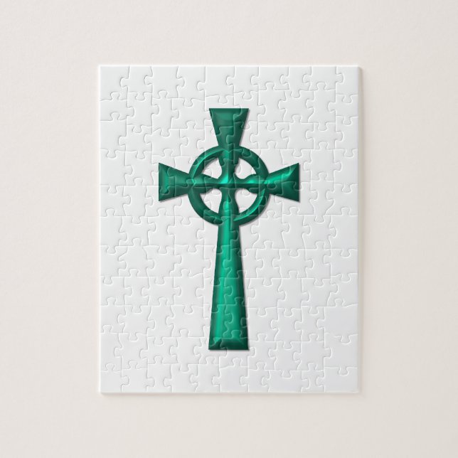 Puzzle Croix céleste métallique verte (Vertical)
