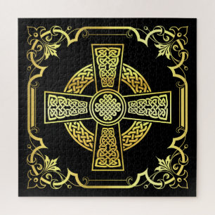 Puzzle Croix celtique irlandaise/noir/or/noir design