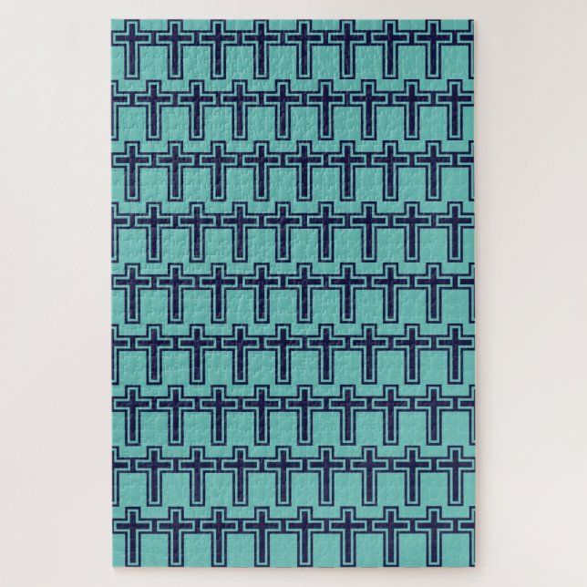Puzzle Croix chrétienne bleue différentes variantes (Vertical)