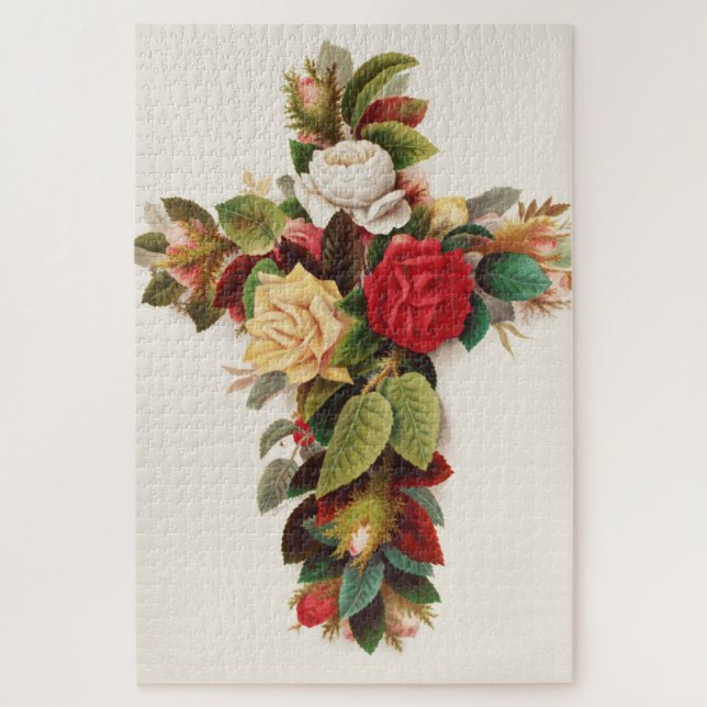 Puzzle Croix de roses, illustration de l'ère victorienne (Vertical)