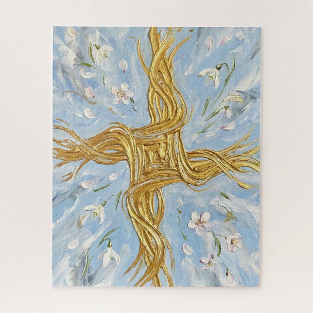 Puzzle Croix de Sainte-Brigide Jonquilles dorées Art Imbo (Vertical)