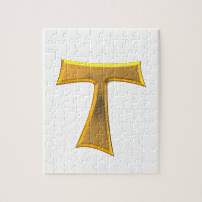 Puzzle Croix de Tau franciscaine en 3D d'or (Vertical)